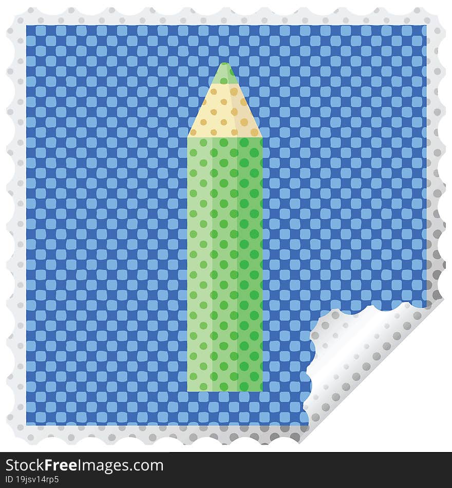 green coloring pencil graphic vector illustration square sticker stamp