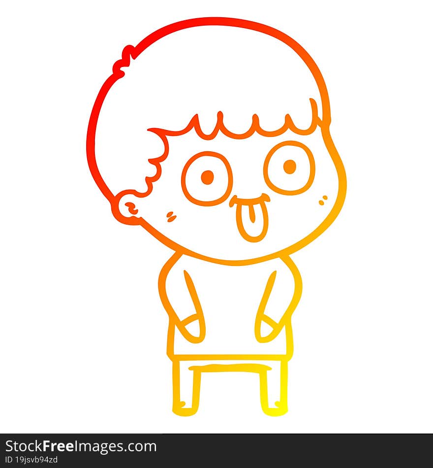 Warm Gradient Line Drawing Cartoon Dumb Kid