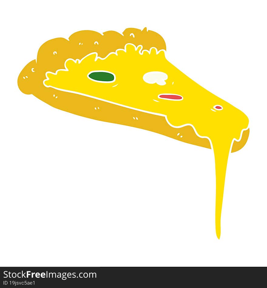 Flat Color Style Cartoon Slice Of Pizza