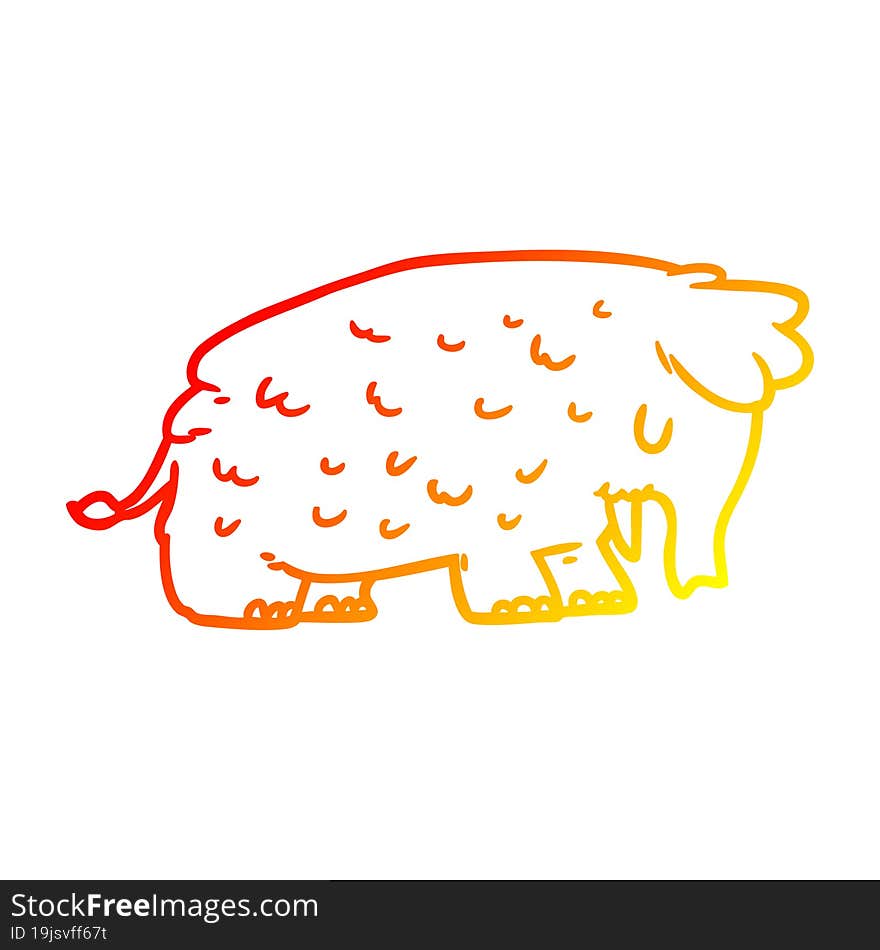 Warm Gradient Line Drawing Cartoon Mammoth