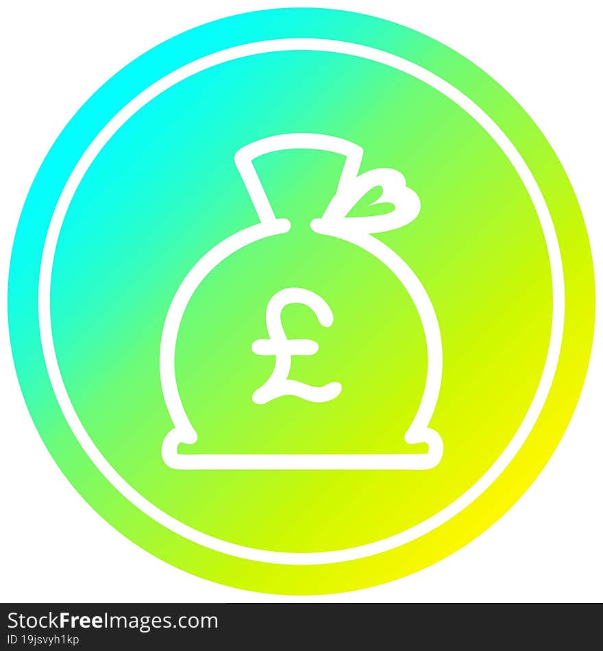 money sack circular icon with cool gradient finish. money sack circular icon with cool gradient finish