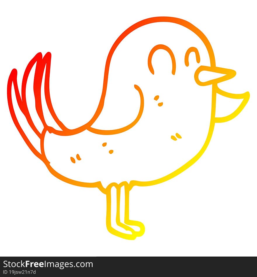 Warm Gradient Line Drawing Cartoon Bird Pointing