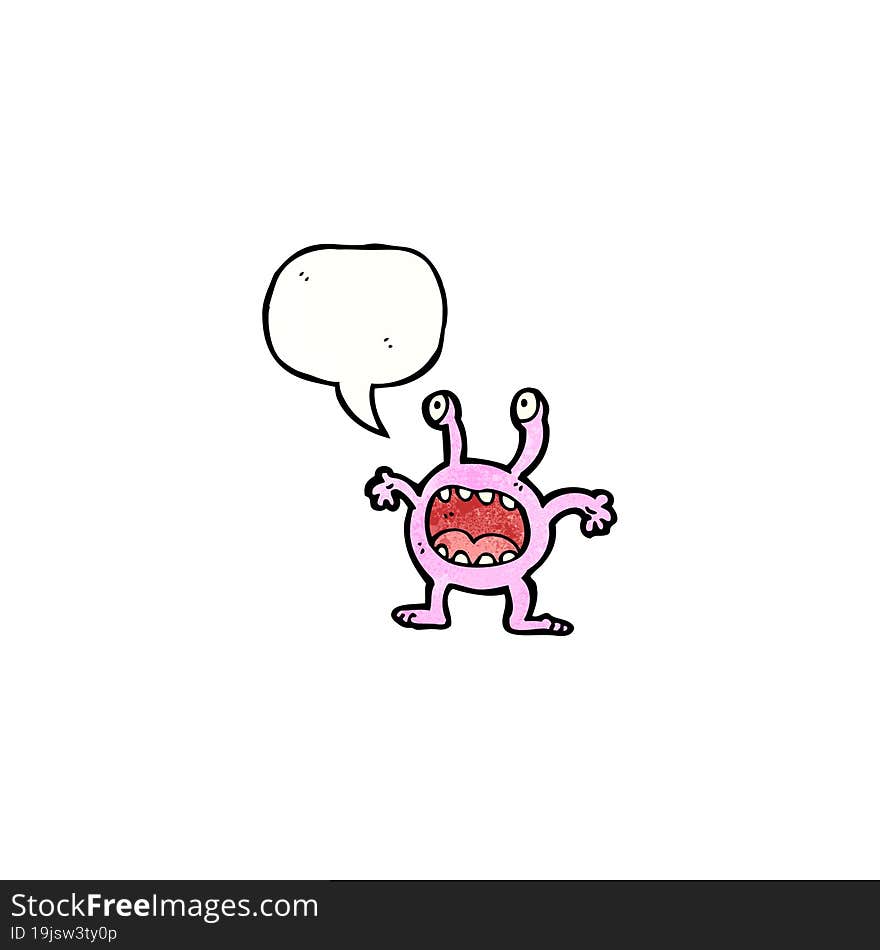 cartoon alien with speech bubble