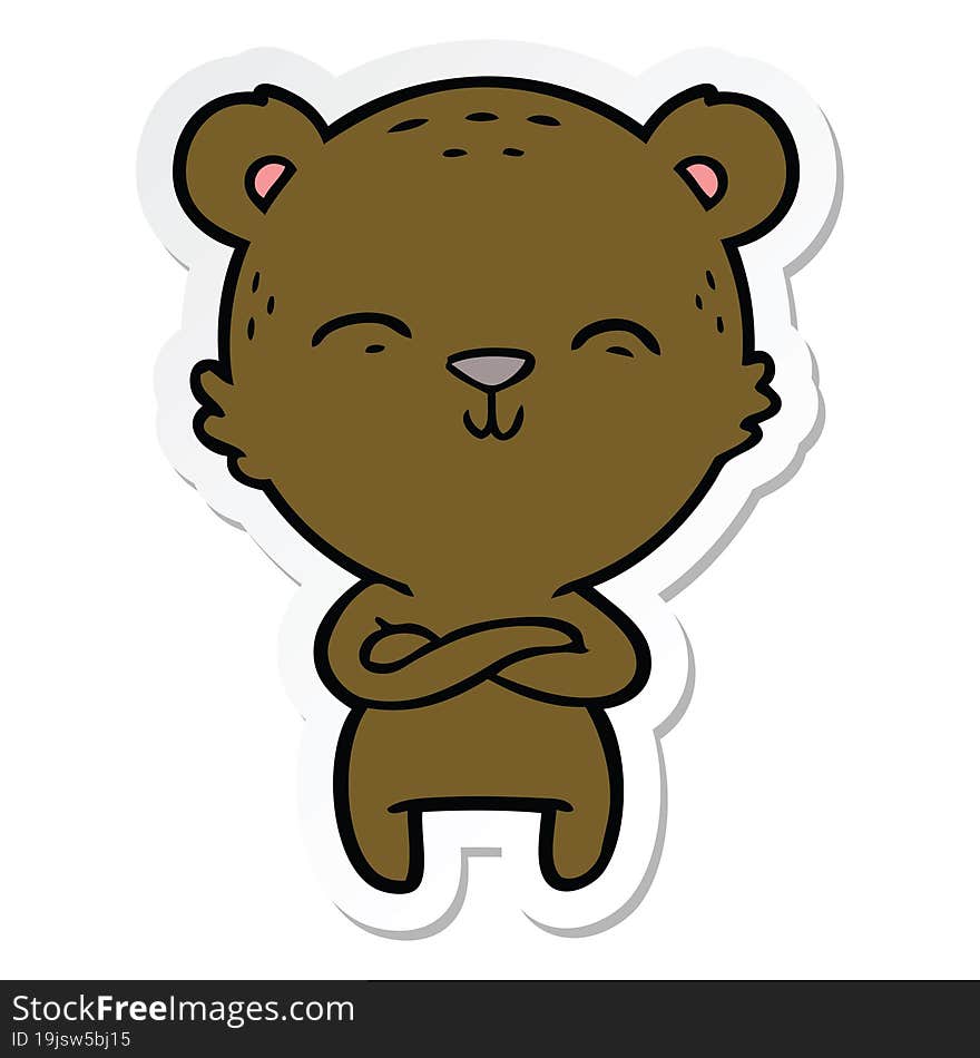 sticker of a happy confident cartoon bear