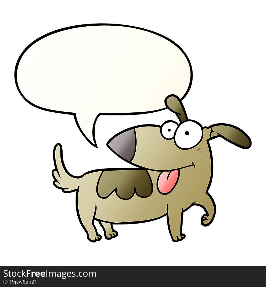 cartoon happy dog with speech bubble in smooth gradient style