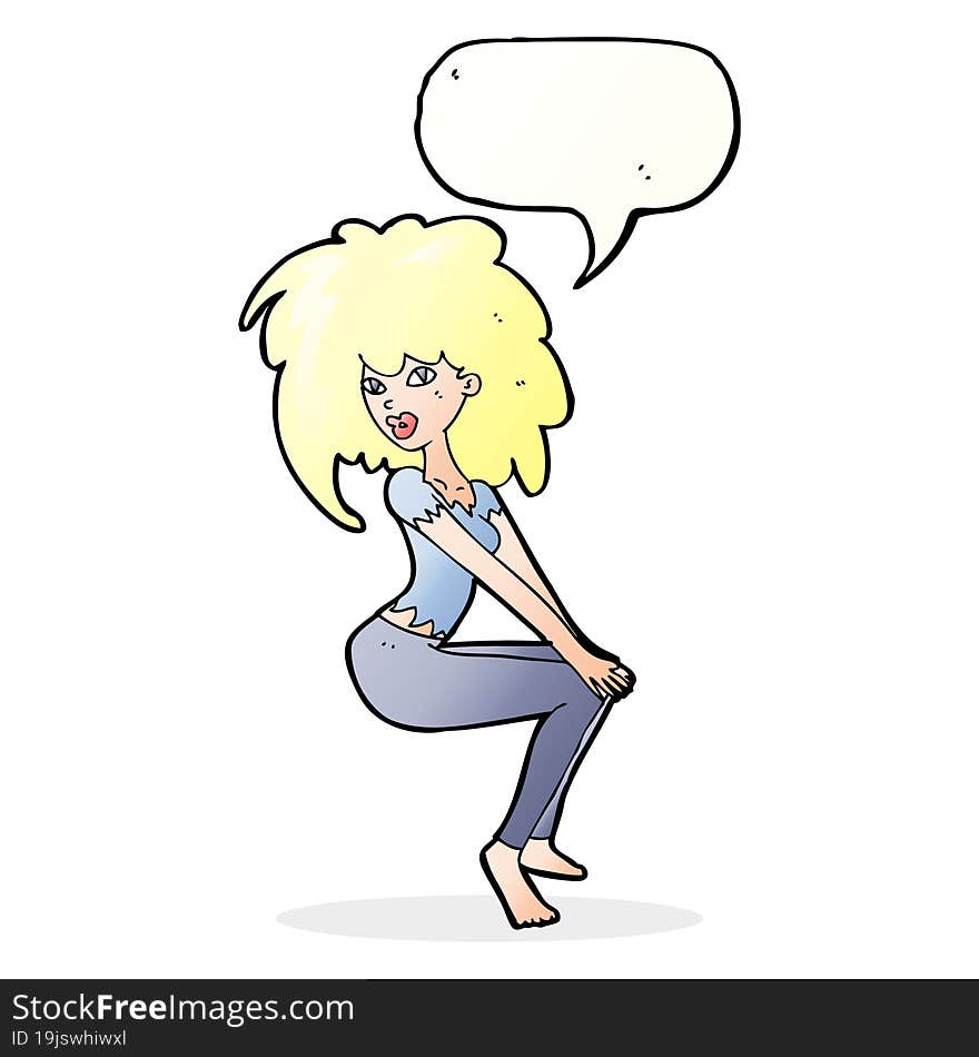 Cartoon Woman With Big Hair With Speech Bubble