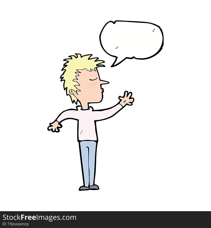 cartoon dismissive man with speech bubble