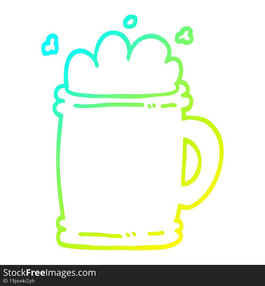 Cold Gradient Line Drawing Cartoon Beer Tankard