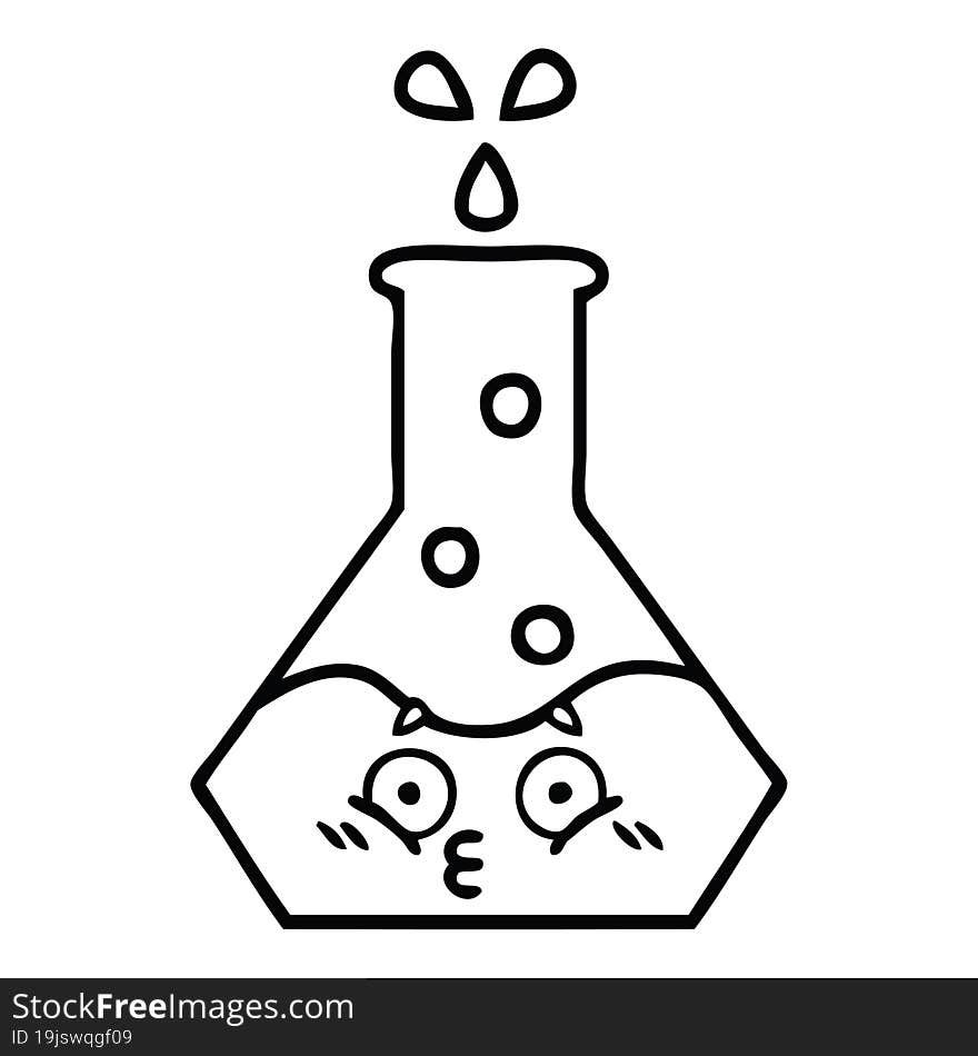 line drawing cartoon science beaker