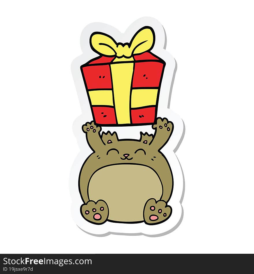 sticker of a cute cartoon christmas bear