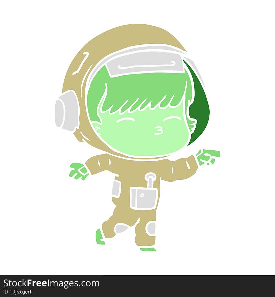 Flat Color Style Cartoon Curious Astronaut