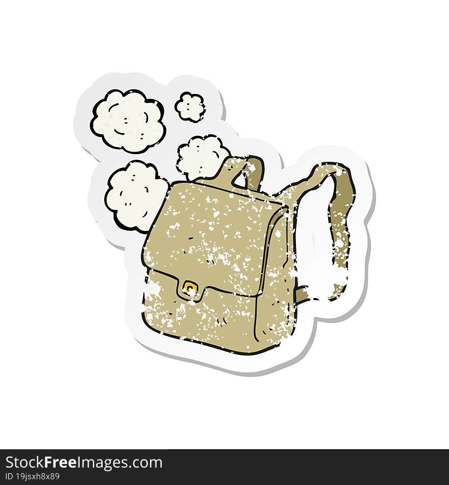 retro distressed sticker of a cartoon satchel