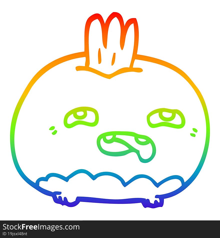 Rainbow Gradient Line Drawing Cartoon Happy Root Vegetable