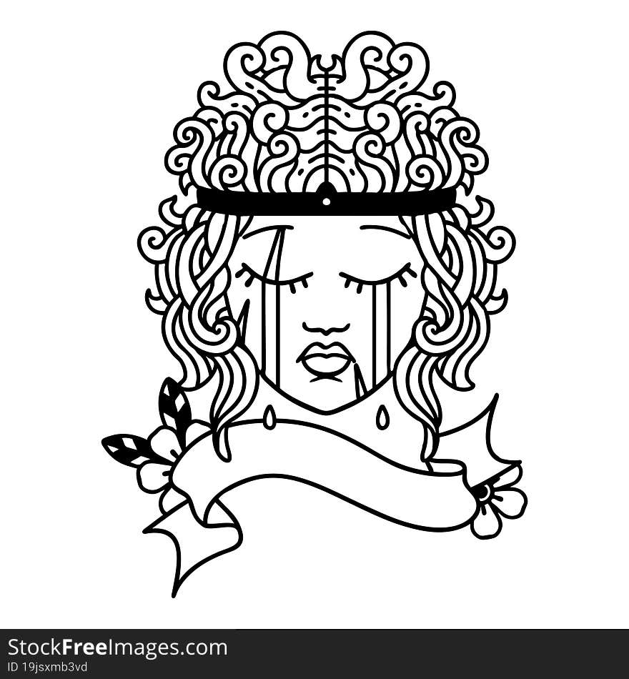 Black and White Tattoo linework Style human barbarian character. Black and White Tattoo linework Style human barbarian character