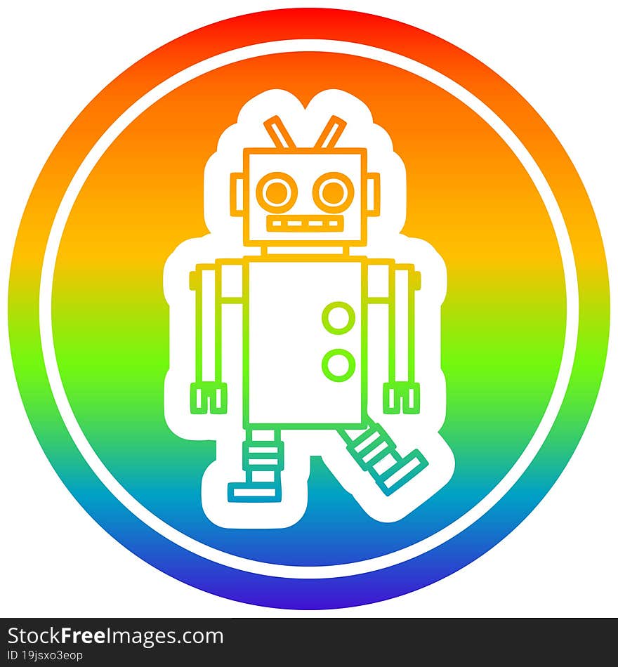 dancing robot circular in rainbow spectrum