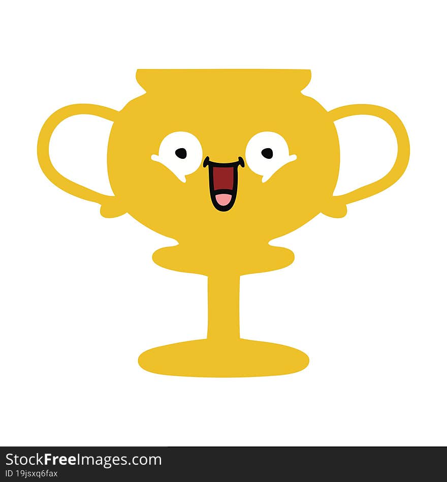 flat color retro cartoon of a trophy