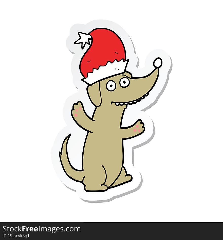 sticker of a cute christmas cartoon dog