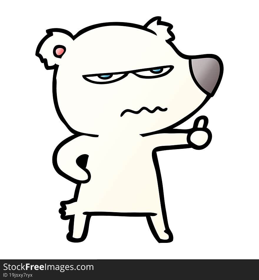 angry bear polar cartoon giving thumbs up. angry bear polar cartoon giving thumbs up