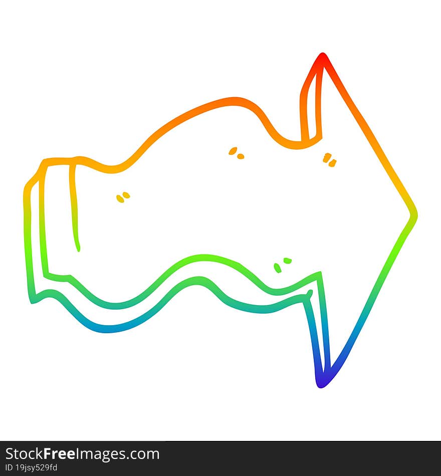 rainbow gradient line drawing cartoon pointing arrow