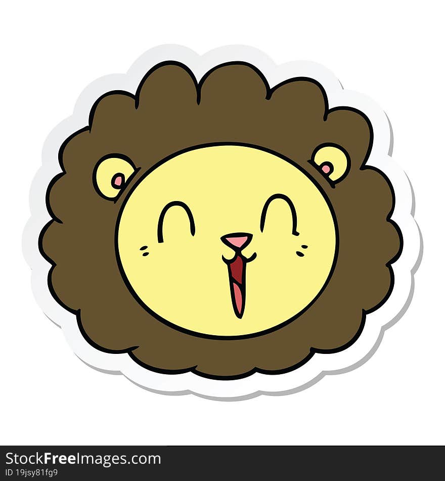 sticker of a cartoon lion face