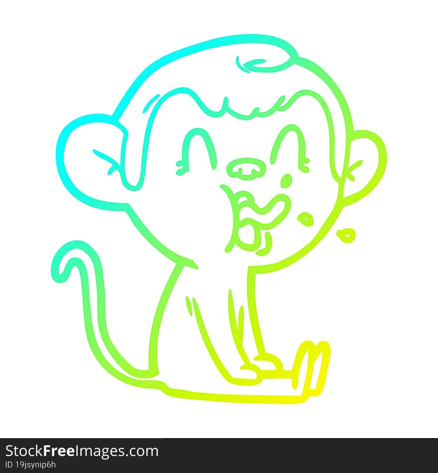 cold gradient line drawing crazy cartoon monkey sitting