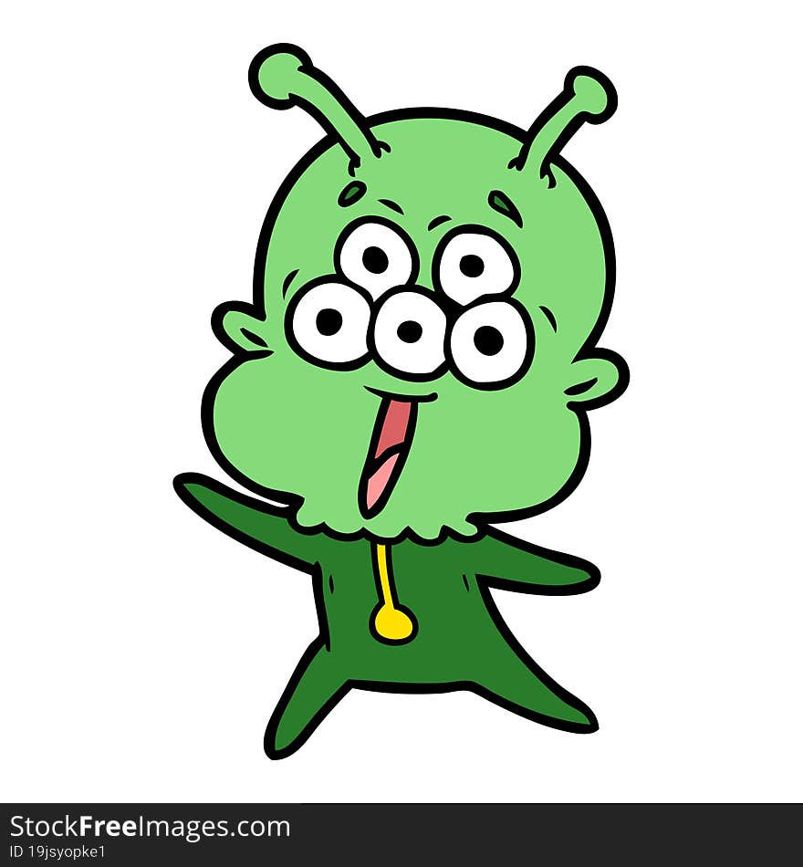 happy cartoon alien. happy cartoon alien