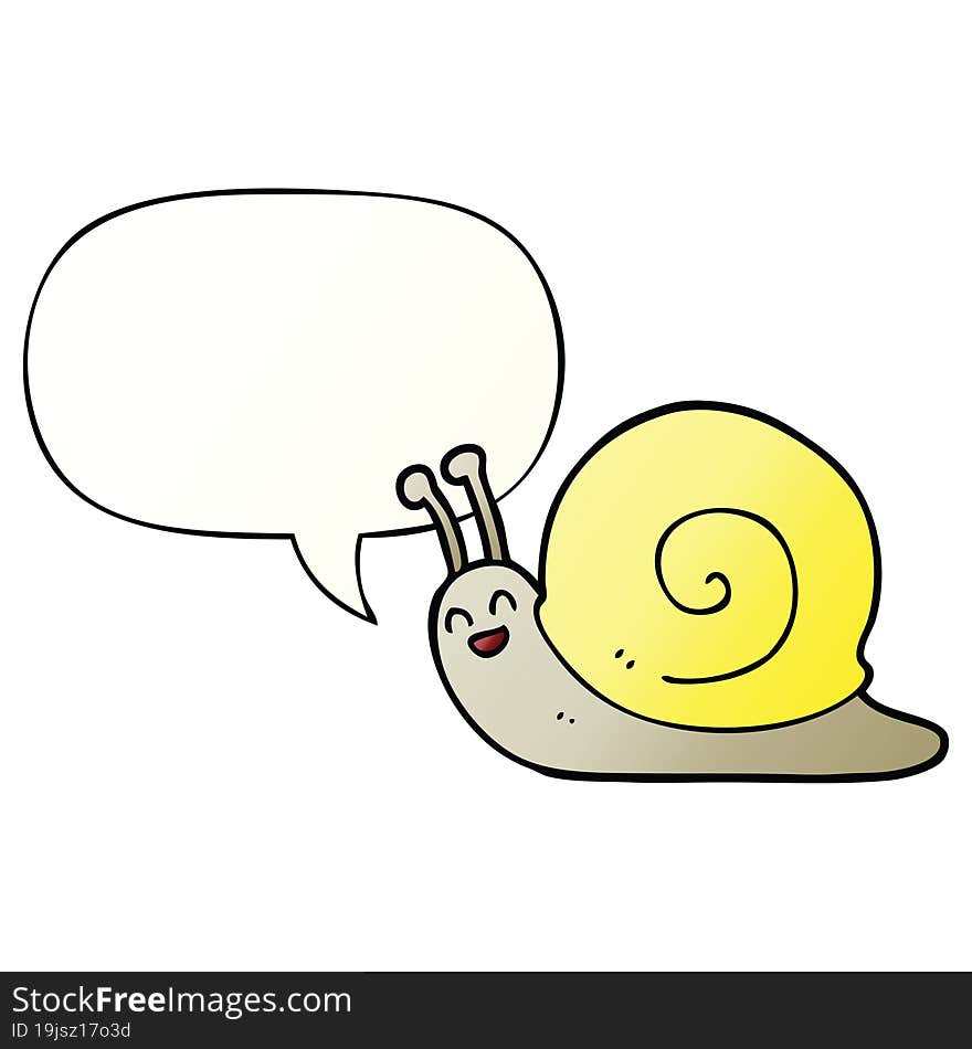 cartoon snail and speech bubble in smooth gradient style