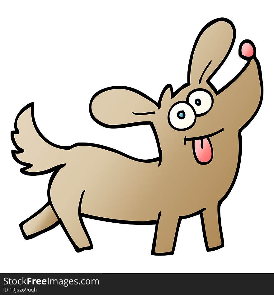 vector gradient illustration cartoon happy dog