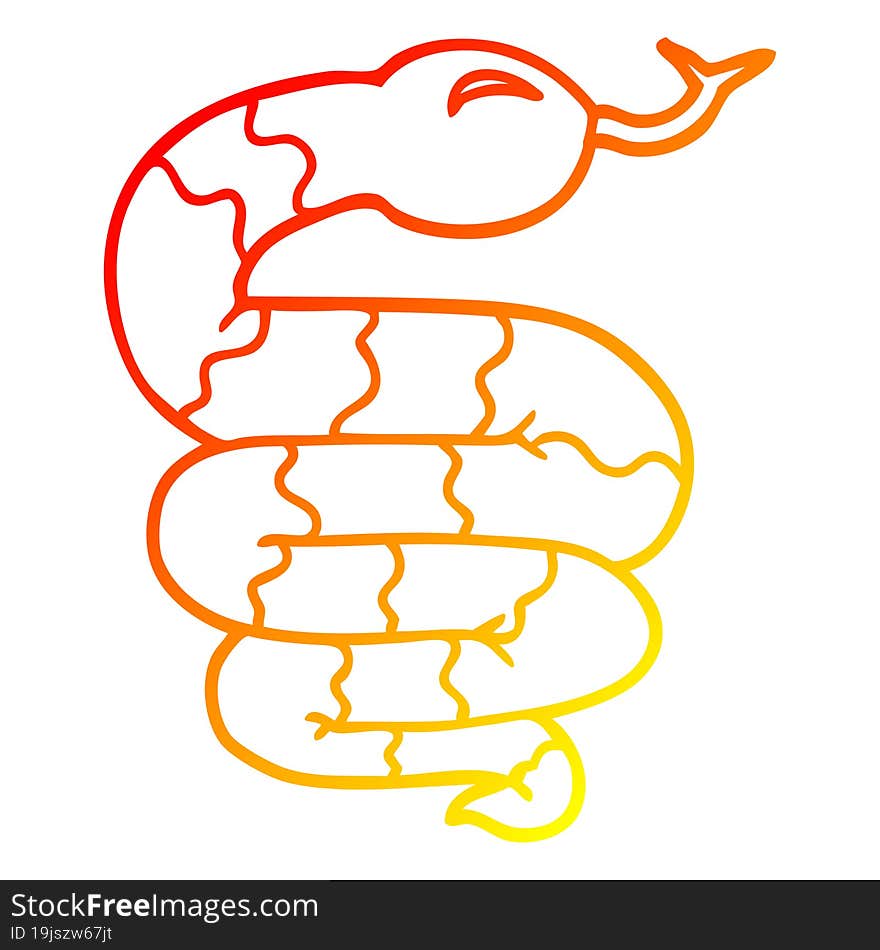 Warm Gradient Line Drawing Cartoon Snake