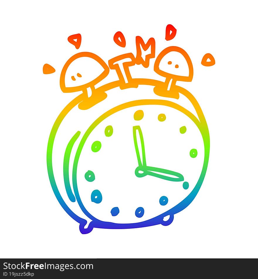 rainbow gradient line drawing cartoon alram clock