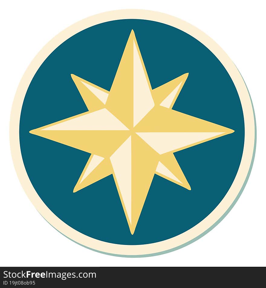 sticker of tattoo in traditional style of a star. sticker of tattoo in traditional style of a star