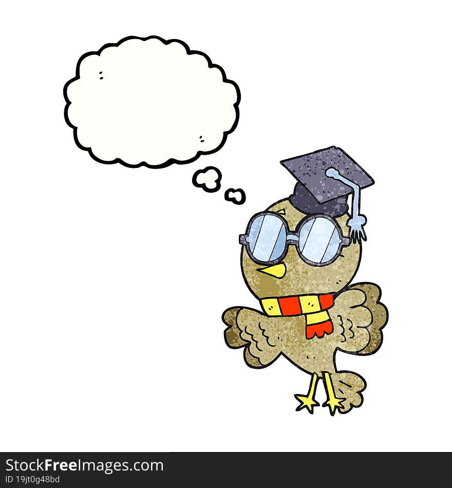 Cute Thought Bubble Textured Cartoon Well Educated Bird