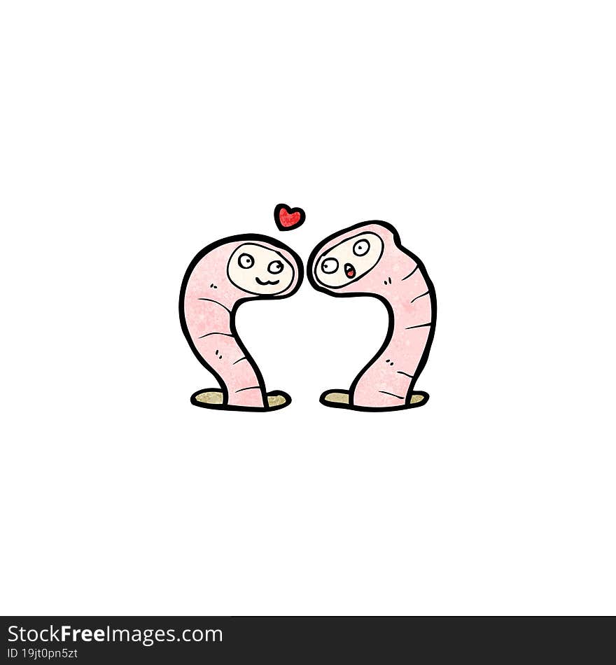 cartoon worms in love