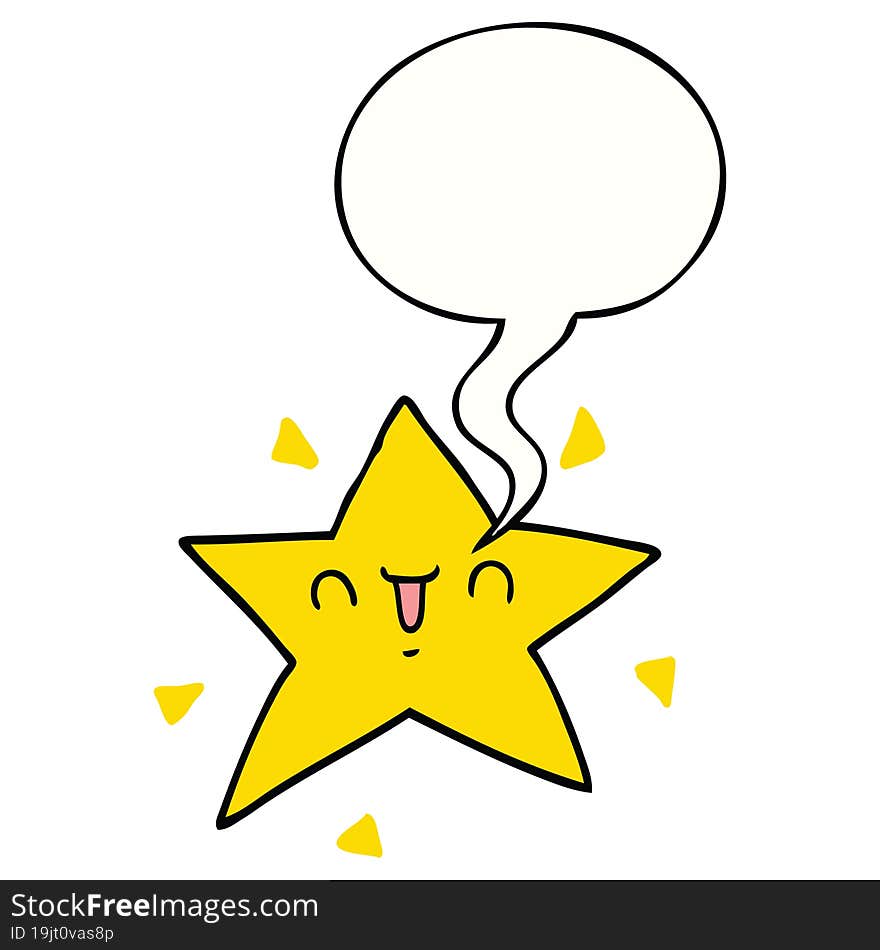 cartoon happy star and speech bubble