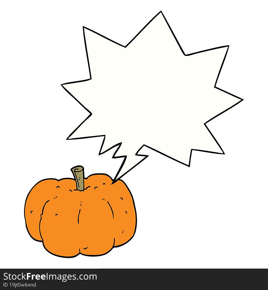 Cartoon Pumpkin And Speech Bubble