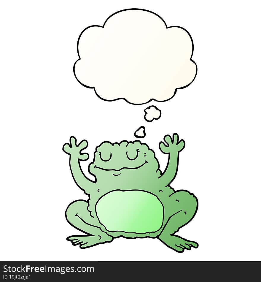 cartoon frog and thought bubble in smooth gradient style