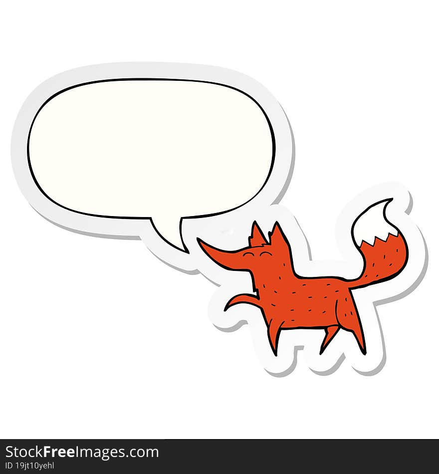 Cartoon Fox And Speech Bubble Sticker