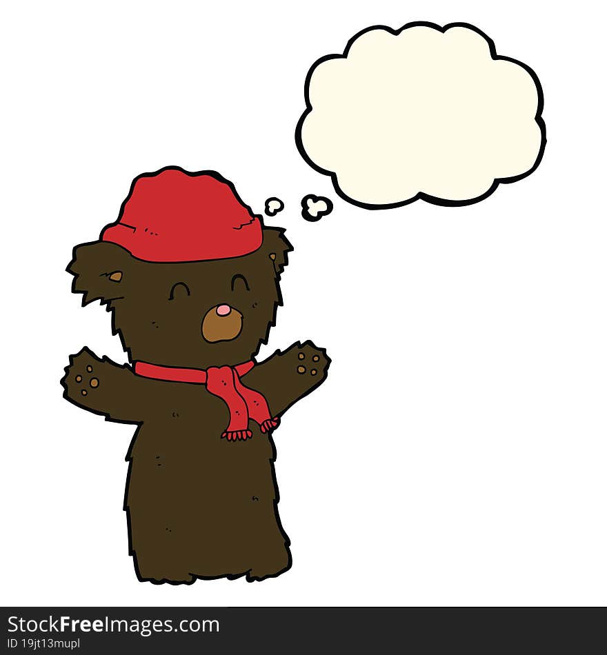 Cartoon Cute Black Bear With Thought Bubble