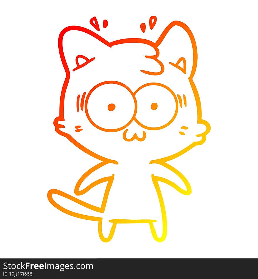 warm gradient line drawing cartoon surprised cat