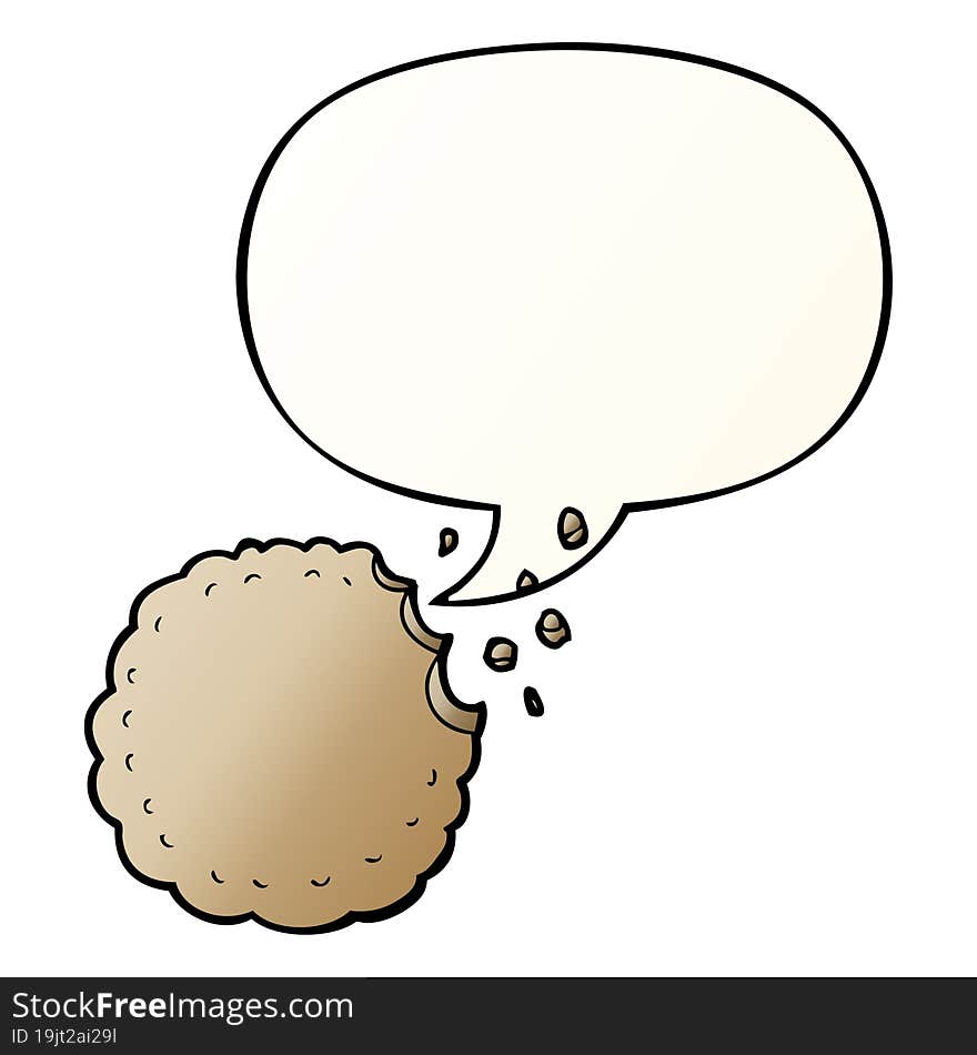 cartoon cookie and speech bubble in smooth gradient style