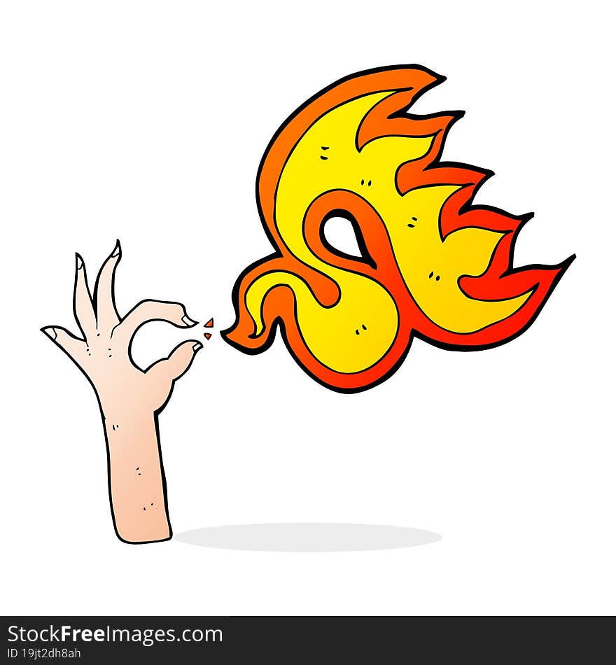 Cartoon Hand And Fire Symbol