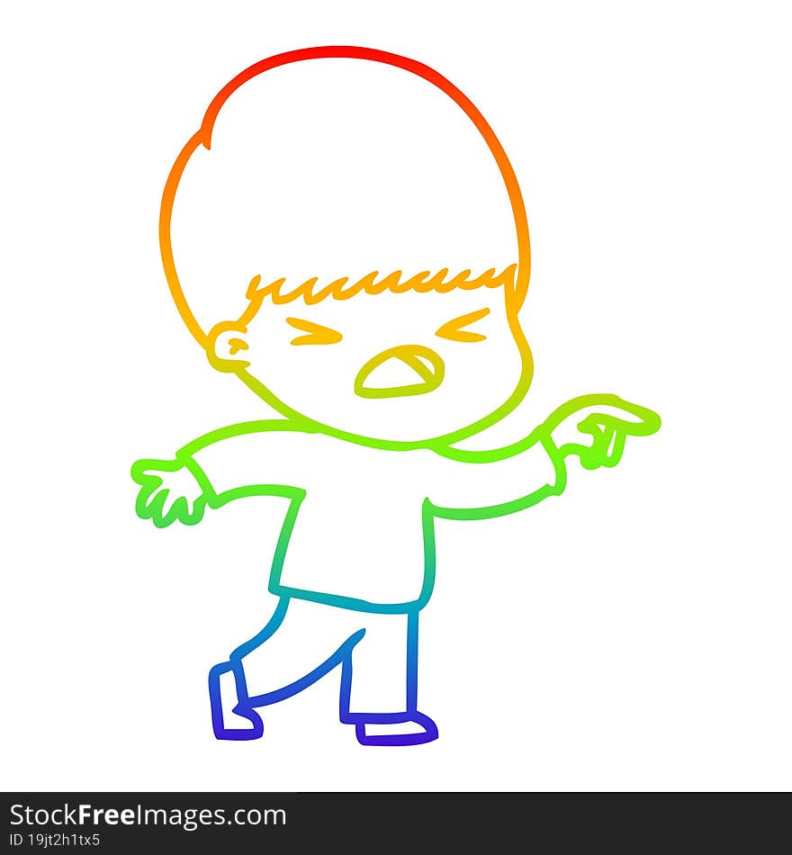 rainbow gradient line drawing cartoon stressed man