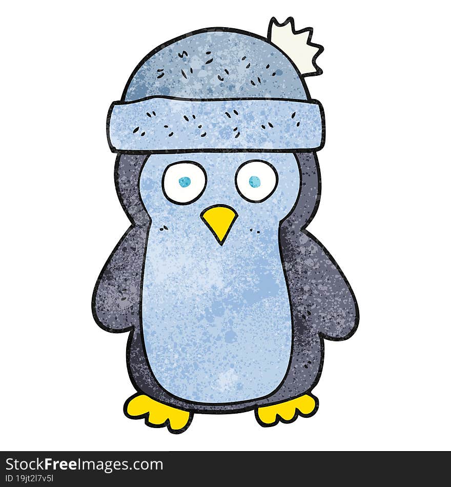 freehand textured cartoon penguin