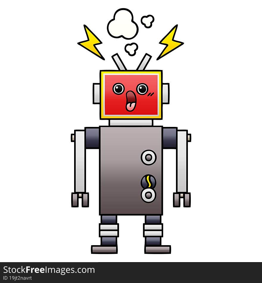 gradient shaded cartoon of a robot malfunction