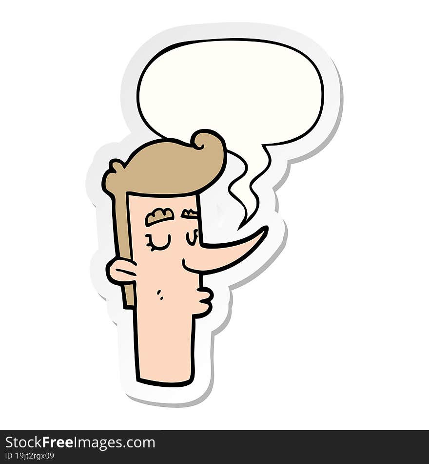 cartoon arrogant man and speech bubble sticker