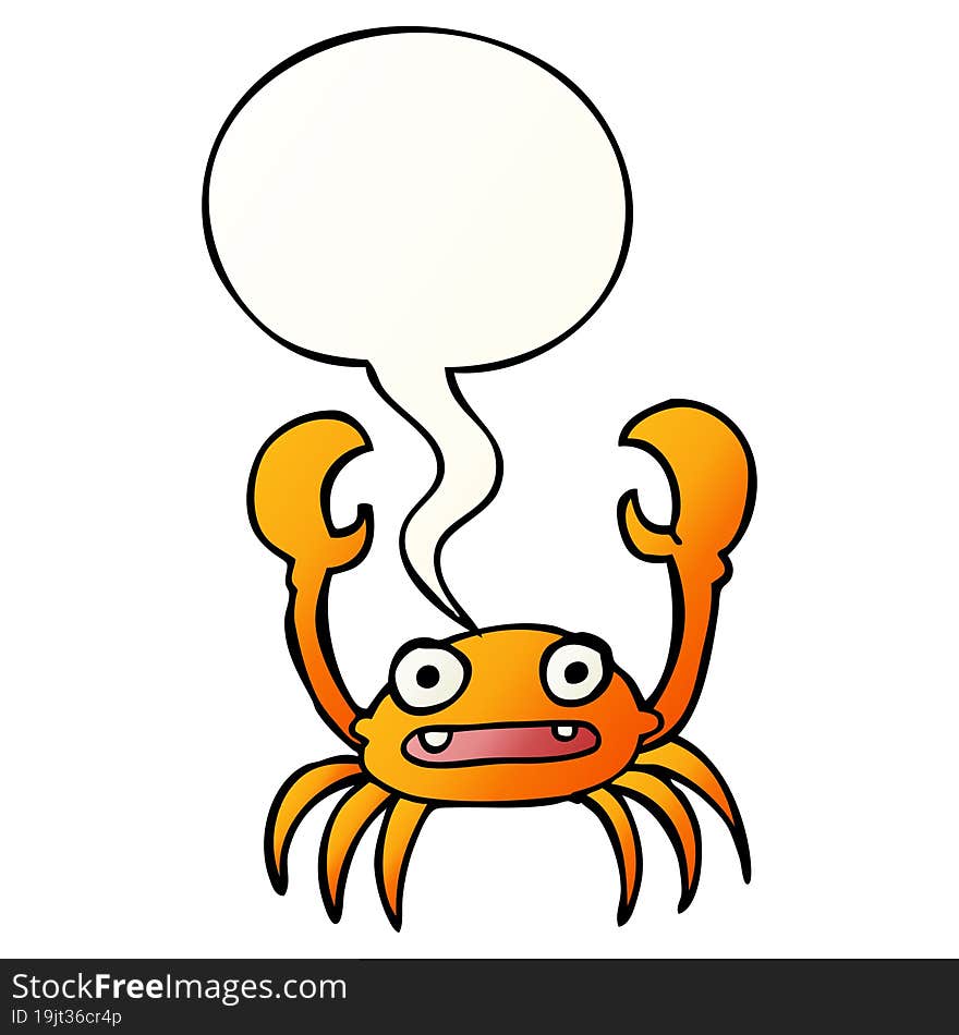 cartoon crab and speech bubble in smooth gradient style