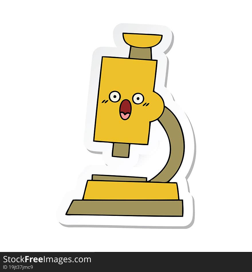 sticker of a cute cartoon microscope