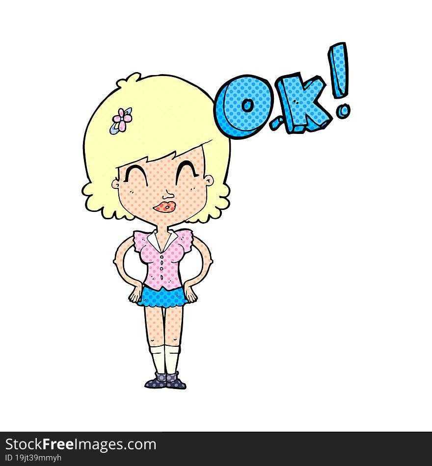 cartoon woman thinking OK