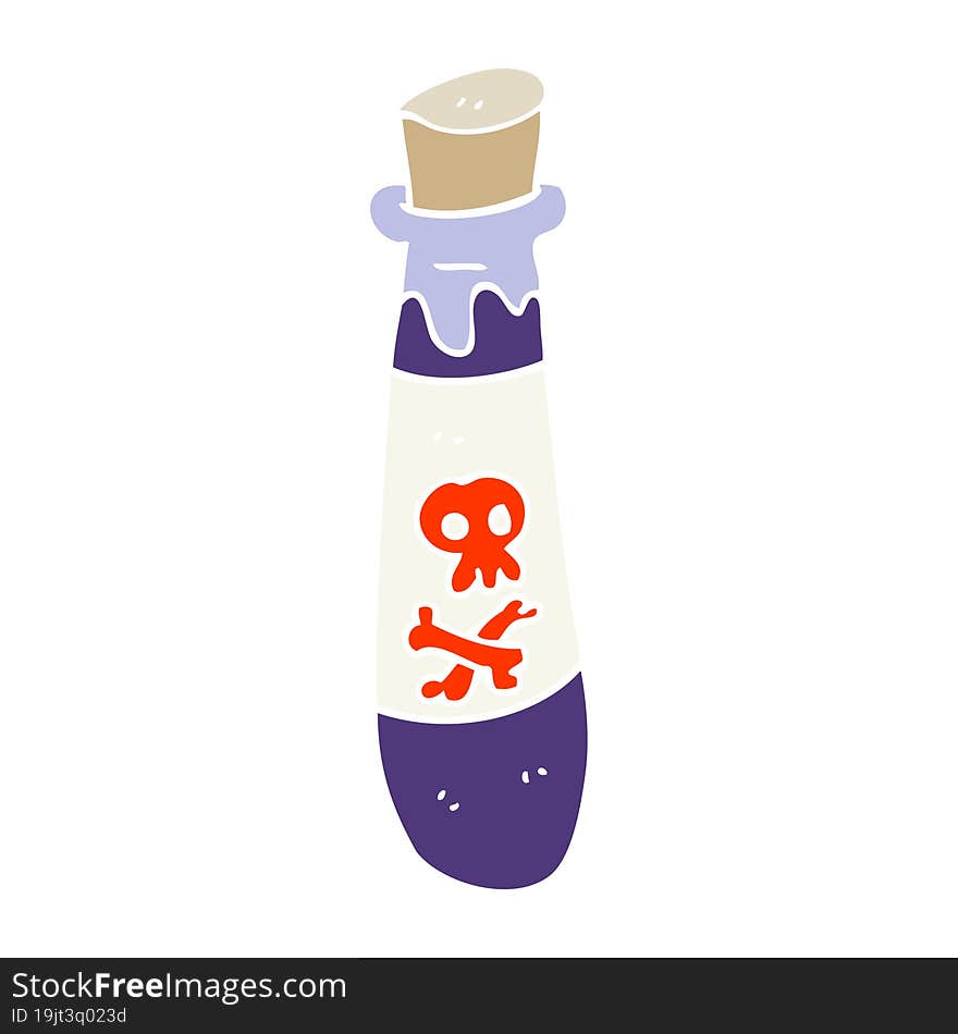 flat color illustration of a cartoon vial of poison