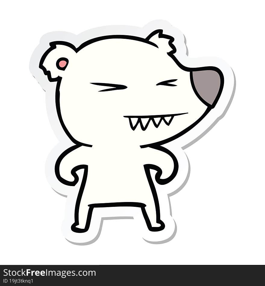 sticker of a angry polar bear cartoon